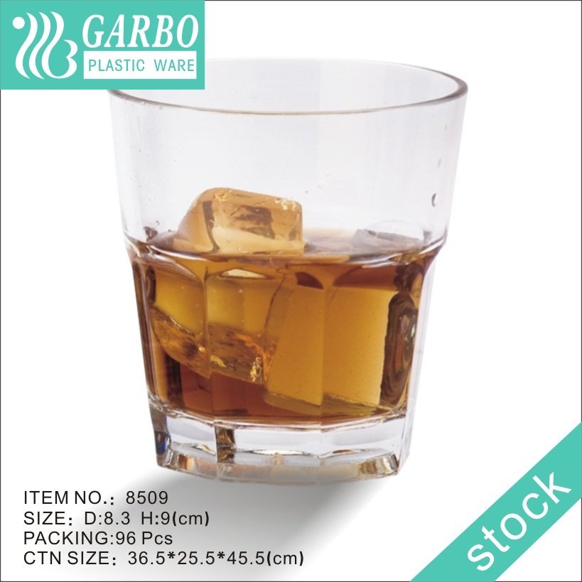 China OEM beliebte 15oz recycelbare und unzerbrechliche transparente Kunststoff Whisky Weinbecher