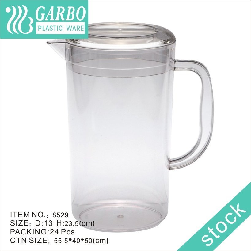 Plastic Stackable Water Pitcher Polycarbonate Plastic Pitcher Swirl Ice Lid Beer Jug