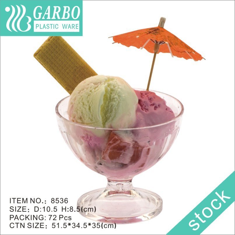 Taza de helado de pudín de gelatina de cono de plástico transparente transparente de 400 ml