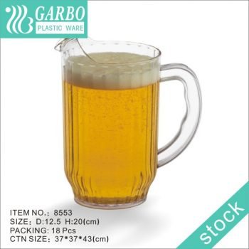 Plastic Stackable Water Pitcher Polycarbonate Plastic Pitcher Swirl Ice Lid Beer Jug