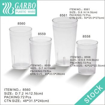 Ein transparenter Plastik-Trinkbecher mit einer Qualität von 500 ml / 360 ml / 280 ml / 250 ml