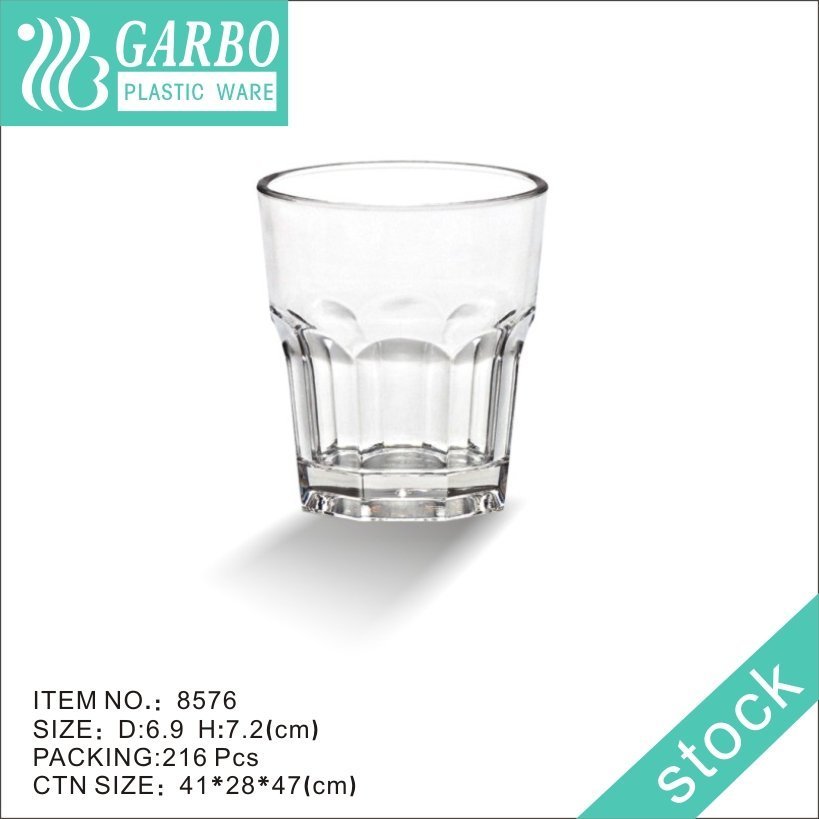 Precio barato diseño de roca transparente taza de cerveza de acrílico / PC barra fresca taza de whisky de 270 ml