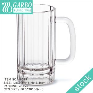 650ml Large Beer Mugs Plastic Mug with Vertical Design