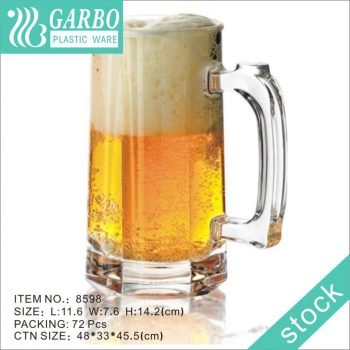 Taza de plástico de cerveza Garbo de fondo grueso de 360 ​​ml con asa grande