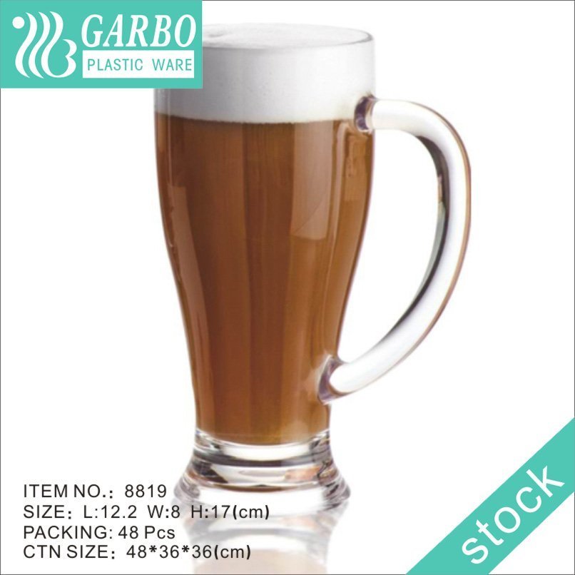 Caneca de plástico para cerveja Garbo de fundo grosso de 360 ​​ml com alça grande