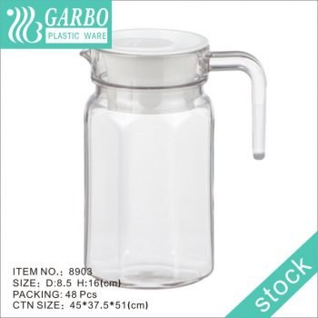 Jarro de plástico com filtro de chá de 600ml para água doméstica e tampa branca