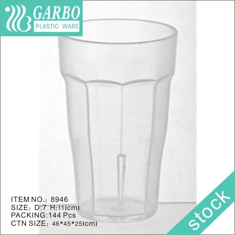 Precio barato diseño de roca transparente taza de cerveza de acrílico / PC barra fresca taza de whisky de 270 ml