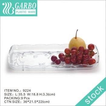 Plato de fruta de plástico rectangular grande de 355 mm para uso diario