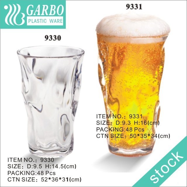 Tasse à bière Pilsner PC transparente haute de 310 ml de couleur durable