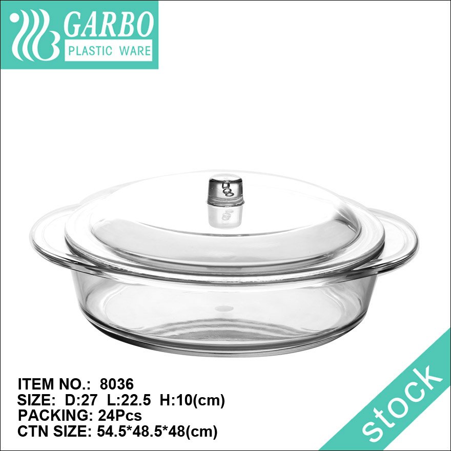 Wholesale amber color plastic casserole for food storage with lid