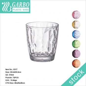 Home use transparent 310ml/400ml/480ml reusable plastic material PC water cup with pattern