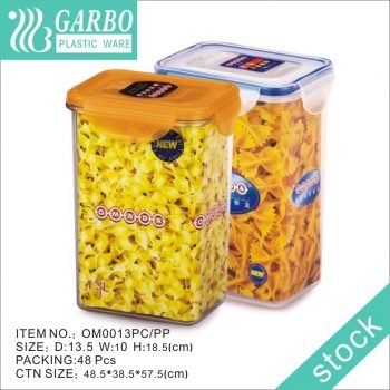 1300ml square and tall plastic food storage container with color lock lid