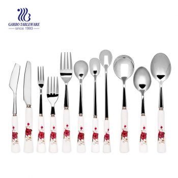 Stainless Steel Set 11 Pieces Cutlery Set Tableware Printing Plastic Handle