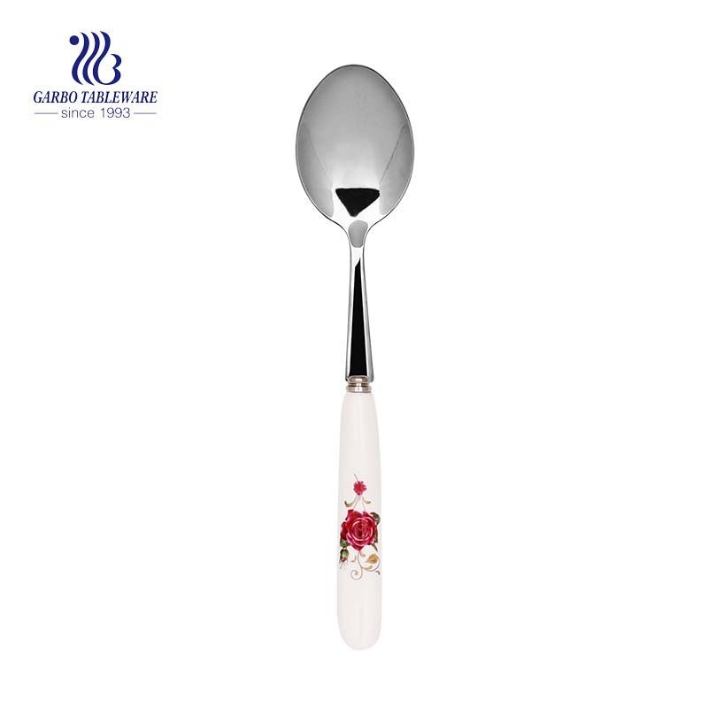 Coffee dessert spoon stainless steel with cute ceramic handle