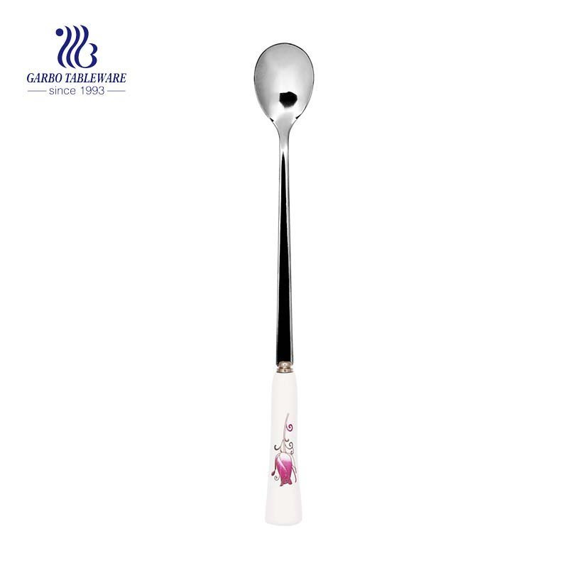 Stainless steel spoon recyclable ice cream spoon with plastic handle