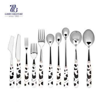 18/0 Stainless Steel 11 Pieces Flatware Set With Black And White Colour Plastic Handle