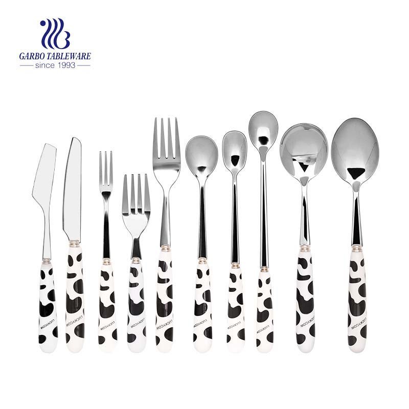 Stainless Steel Set 11 Pieces Cutlery Set Tableware Printing Plastic Handle