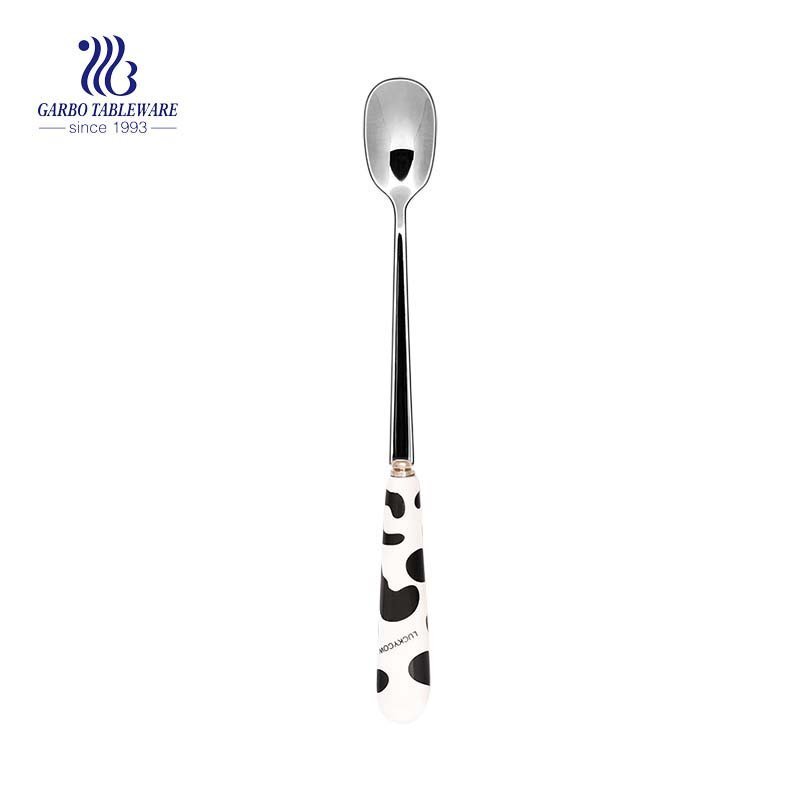 Stainless steel spoon recyclable ice cream spoon with plastic handle