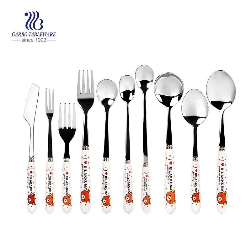 Stainless Steel Set 11 Pieces Cutlery Set Tableware Printing Plastic Handle