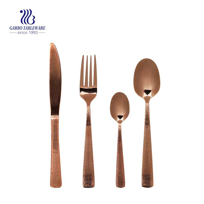 Gold Cutlery Set Dishwasher Safe Reusable Flatware Set With Decorative Handle