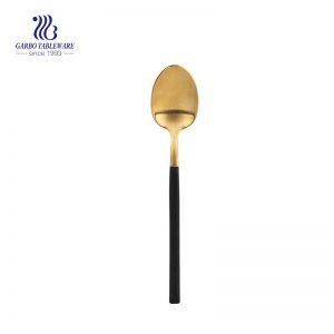 Stainless steel gold plated spoon dinner spoon with black handle