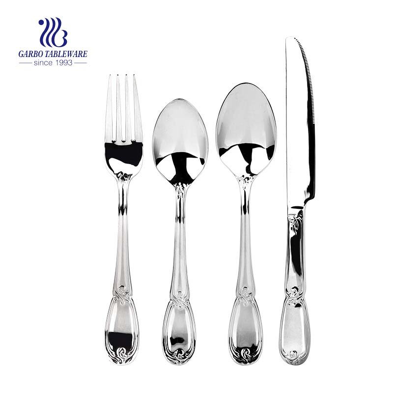 24 Piece Hammered Silverware Set 18/10 Stainless Steel Flatware Cutlery Eating Utensils for 4 With Unique Fancy Pattern