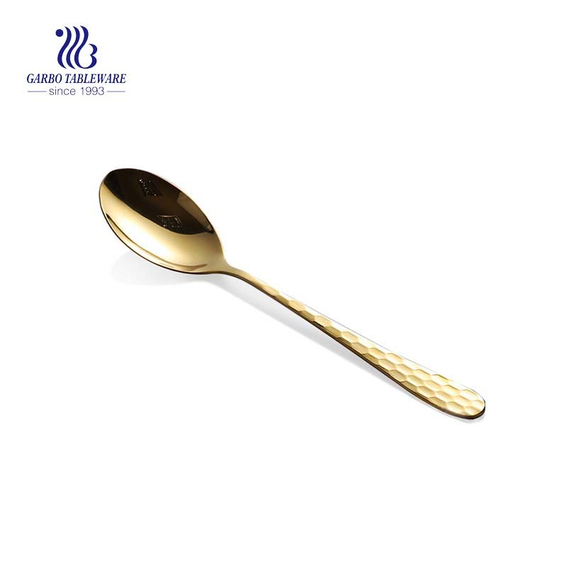 Mirror Polished Stainless Steel Dinner Spoon Luxury Dessert Spoon With Gold And Laser