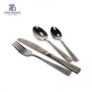 Black Flatware Set With Serving 4 Pieces Stainless Steel Set Tableware