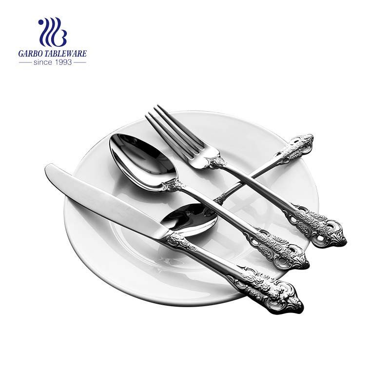 Luxury Silver Flatware Set Pure Stainless Steel Cutlery Set For 4 Serving Pieces