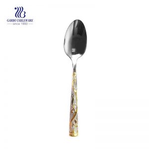 Vintage Luxury Dinner Spoon Stainless Steel Soup Spoon With Golden Color Decor