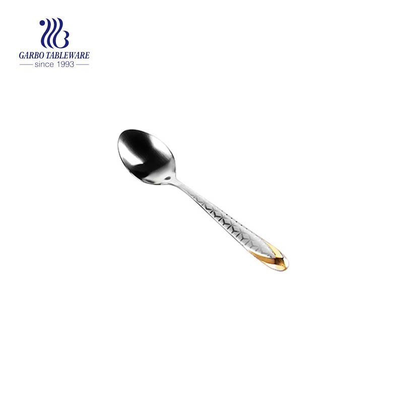 Vintage Luxury Dinner Spoon Stainless Steel Soup Spoon With Golden Color Decor