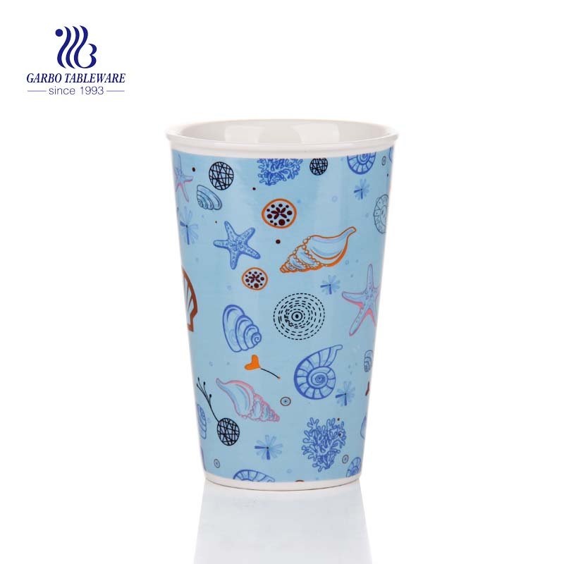 White take away 510ml classical ceramic tea cups coffee cup for home use