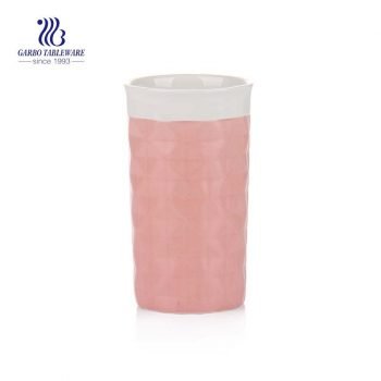 High quality orange diamond pattern magnesia porcelain tea cup with 450ml volume