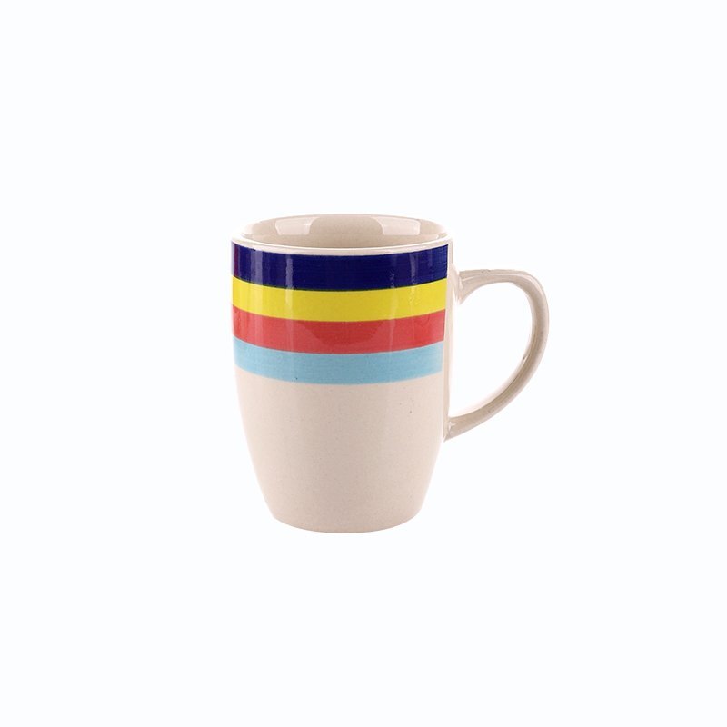 Taza de café de cerámica coloreada impresión esmaltada OEM de la fábrica 240cc con la manija