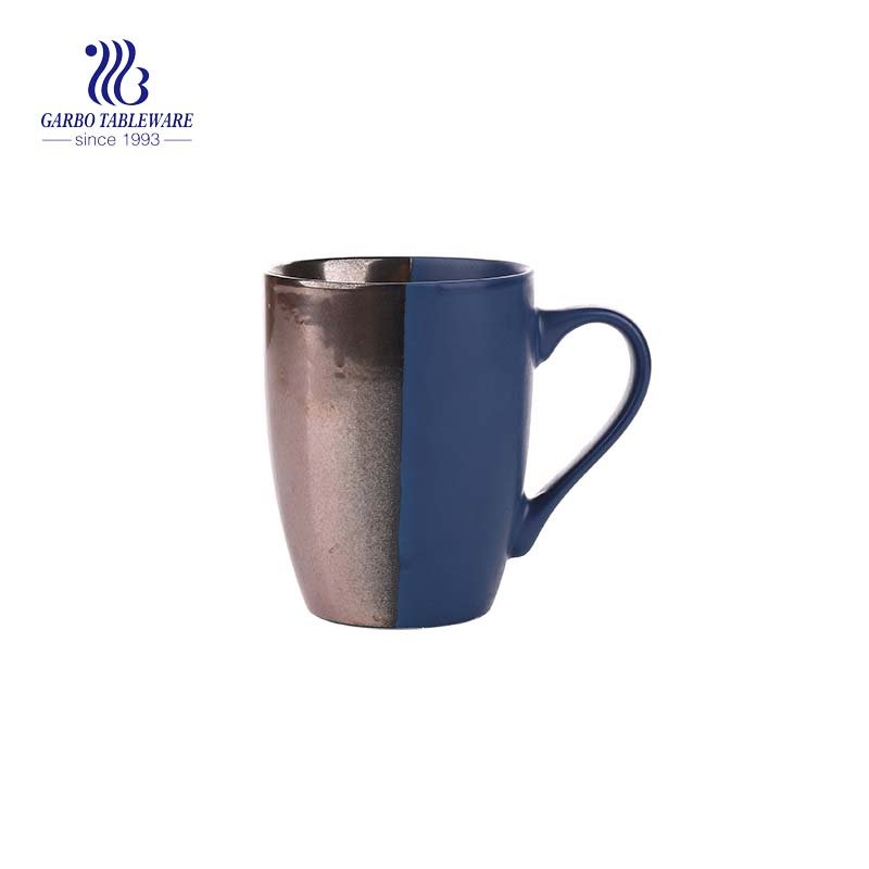 Tazas de café de cerámica modificadas para requisitos particulares 300ml de la impresión de la mano del gres con la manija