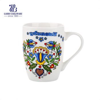 12oz handmade customized ceramic coffee mugs round classic white bulk pack ceramic milk mugs with handle