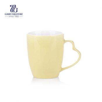 12.6oz yellow color hand made gceramic tea mugs personalized high quality home use ceramic coffee mugs