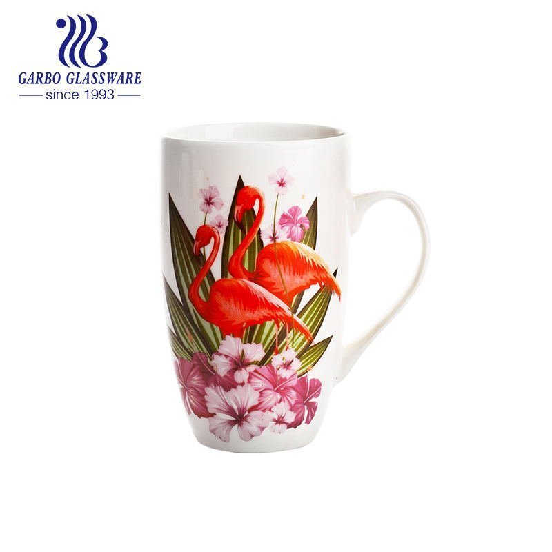 400ml großes Werbegeschenk Keramik Kaffeetasse handgemachte kreative maßgeschneiderte Abziehbild Blume Keramik Bierkrug mit Griff