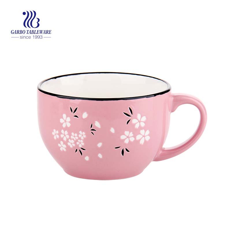 600ml customized decal designs hot sale ceramic milk mug promotion big bulk packaging ceramic soup mugs