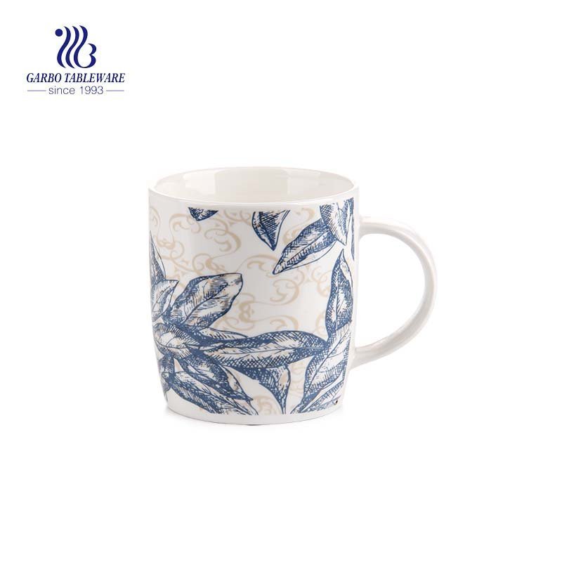 12 Unzen handgefertigte kundenspezifische Keramikkaffeetassen runde klassische weiße Großpackung Keramikmilchbecher mit Griff