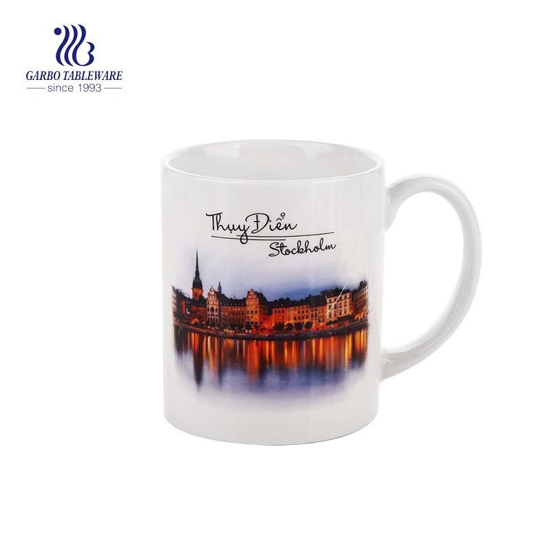 Taza de café de cerámica de estilo clásico de alta calidad de 340 ml taza de leche de cerámica hecha a mano de cerámica blanca