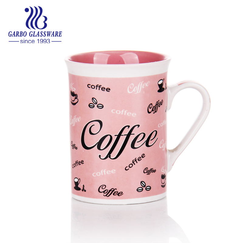 8oz small customized white ceramic coffee mug promotion red decal designs gift ceramic travel mug