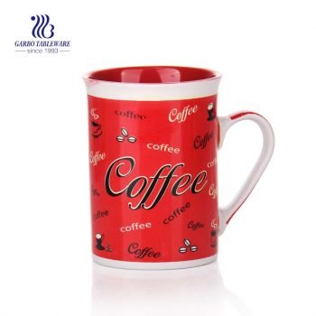 8oz small customized white ceramic coffee mug promotion red decal designs gift ceramic travel mug