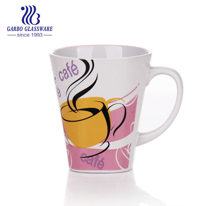 White ceramic handmade small round ceramic coffee mug hotle usage customized decal designs ceramic coffee milk mug