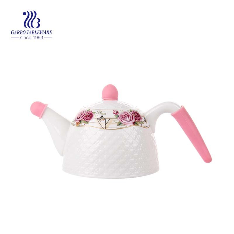 1000ml handmade stoneware hand printing wholesale bulk packaging ceramic teapot