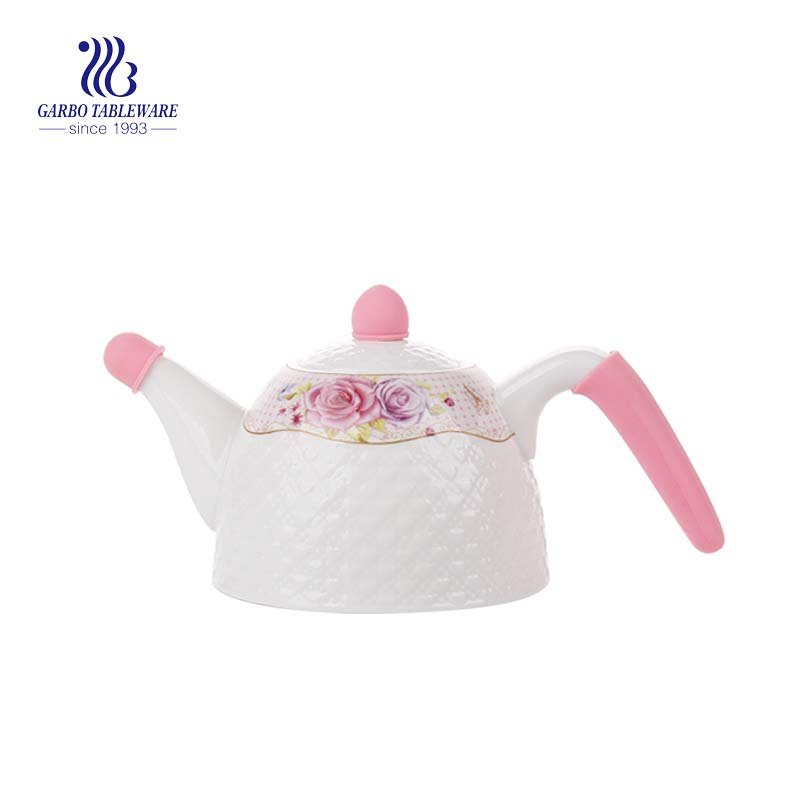 740ml white ceramic handmade ceramic tea pot