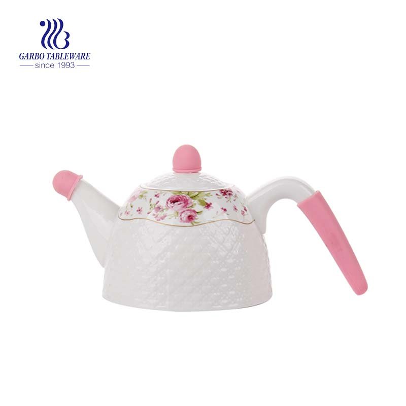 1000ml handmade stoneware hand printing wholesale bulk packaging ceramic teapot