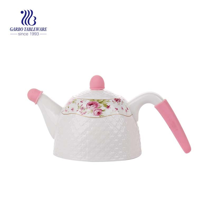 740ml white ceramic handmade ceramic tea pot