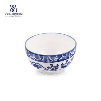 Tigela de cerâmica redonda clássica com padrão decorativo de 350ml para sopa