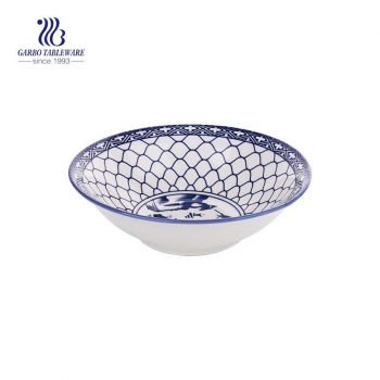 Best selling factory price blue white classical noodle soup ramen ceramic bowl with good quality